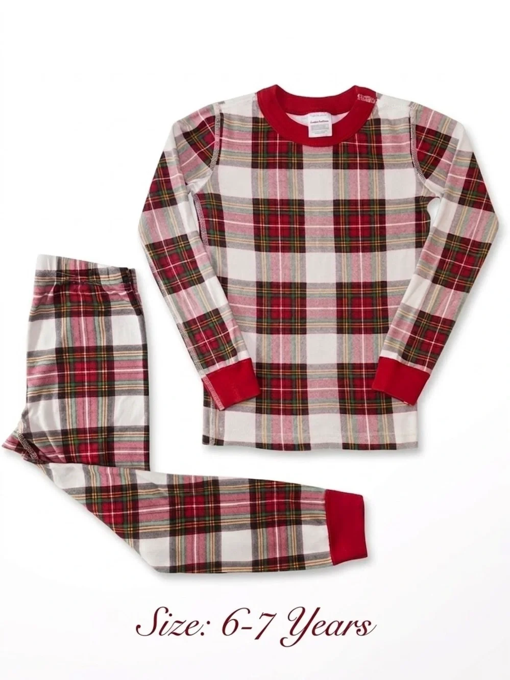 Hanna Andersson Kids Red Holiday Plaid Organic Cotton Pajama Set Size 6-7